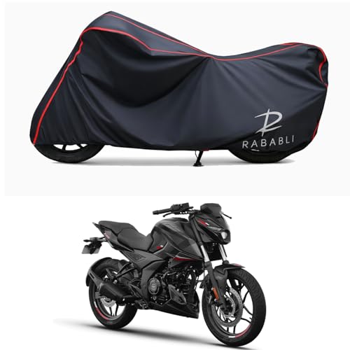 Image of Waterproof Bike Body Cover Compatible for | Bajaj Pulsar N250 ABS | Taffeta Fabric, Red Piping Design, Bottom Elastic Fit | Dustproof, Sun UV & Rain Protection for All Bikes
