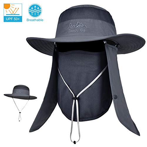 LCZTN UPF 50+ Sun Protection Cap Wide Brim Fishing Hat with Face