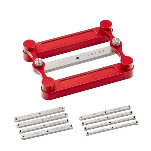 Center Finder Gauge Woodworking Set- Interchangeable Marking Rods for Self Centering Doweling Jig Joinery Hole Drill Guide Positioner Locator Tool