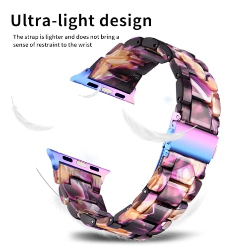Image of Bestig Resin Band Compatible with Apple Watch Bands for Women 40mm 38mm 41mm 42mm(Series 11 10), Lightweight Waterproof Strap for iWatch Series 10 9 8 7 6 5 4 3 2 1 SE Men(DazzlingPurple)