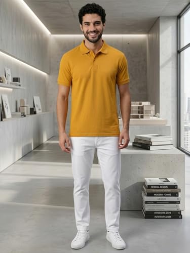 Image of Lux Cozi Men's Cotton Solid Polo Tshirt | Collar Tshirts | Half Sleeves | Stylish & Premium All Day Wear | Pack of 1