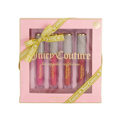 Juicy Couture 4 Pack Luxurious Lip Gloss Set – Berry, Cocoa, Clementine, & Watermelon
