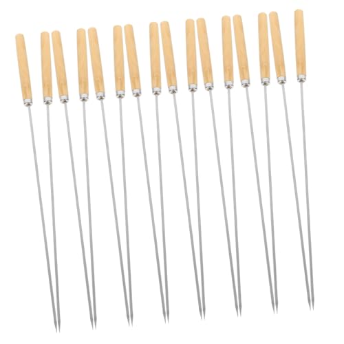 VERDANVERSE 50 piezas Brochetas de Acero Inoxidable con Mango de Madera Ergonómico Pinchos Planos Reutilizables para Barbacoa Resistentes Altas Temperaturas Longitud Óptima para Parrilla para