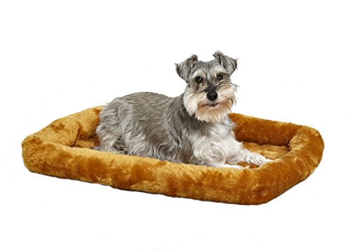 MidWest Homes for Pets QuietTime Dog Bed – Cinnamon Faux Fur Bolster, Ultra-Soft and Machine Washable, Fits 30-Inch Crates and Carriers, for Medium Breed Dogs