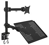 Mount-It! MI-3352LTMN Laptop Desk Stand and Monitor Mount, Full Motion Height Adjustable Holder, Fits up to 17 Inch Notebooks, VESA 75, 100 Compatible with 22, 23, 24, 27 inch Screens, Carries 44 Lb