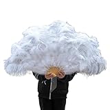 JBTBIHIG オーストリッチフェザーファン 大型ダチョウ羽根ファン 100cm 130cm 手持ちマラブープルームファン バーレスクダンス、コスチュームハロウィンショー小道具用 (白、2個 130cm)