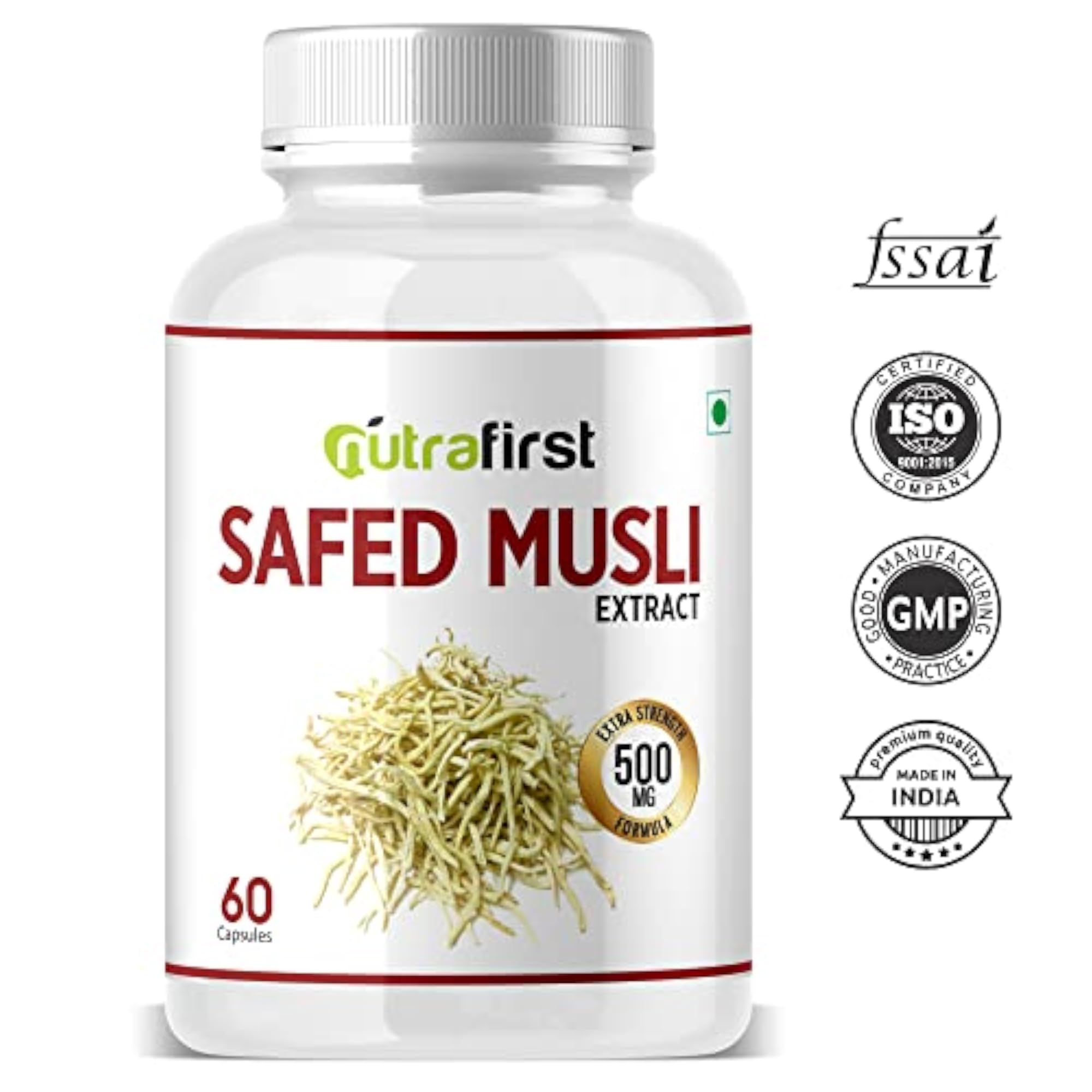 Nutrafirst Safed Musli Extract Capsules - 60 Vegetarian Capsules