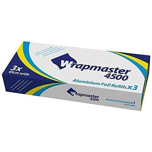 We Can Source It Ltd - Wrapmaster 4500 Kitchen Foil - Aluminium Foil - Foil Wrap - For Catering, Packing, Cooking, Baking, Roasting - Foil Paper - Multipurpose Silver Foil Wrap - 45cm x 90m - Box of 3