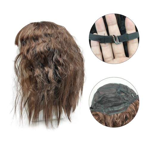 SKHAOVS Curly Fancy Dress Wig With Hair Bangs - Short Wavy Synthetic Bob for Women Cosplay Party, Halloween - Shoulder Length (Brown) - Image 3