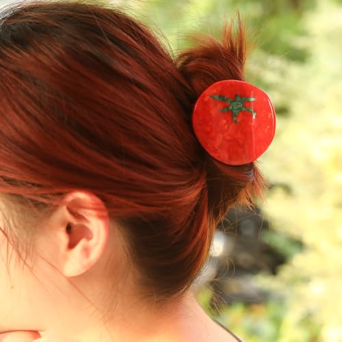 Acetate Tomato Novelty Hair Claw, Red, Personalized Acetate Hair Claw for Women Gift 1PC