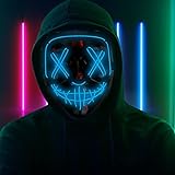 【3 Beleuchtungsmodi】Die Purge Maske verfügt über 3 Lichtmodi: Dauerlicht, langsames Blinken und schnelles Blinken. Angetrieben durch 2 AA-Batterien (nicht im Lieferumfang enthalten). Die Batteriebox ist leicht und klein und kann auf Tasche oder Kleidung montiert werden. Einfach zu tragen und zu verwenden.