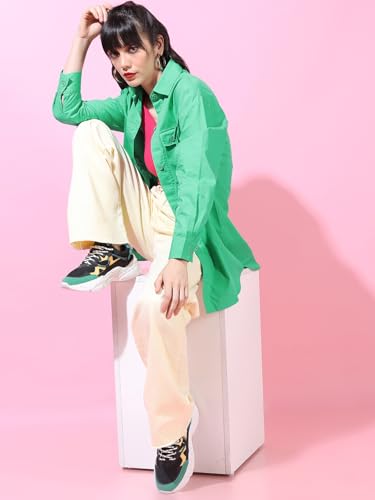 Image of Tokyo Talkies Women's Oversized Shirts | Printed | Long Sleeves | Spread Collar
