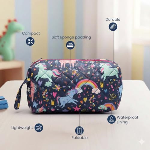 Image of Multipurpose Travel Organizer | All-in-One Compact Durable, Lightweight, Waterproof, Bag | Travel Friendly Pouch | Ideal for Stationary, Diaper, Medicines (Fairy Tale Print)