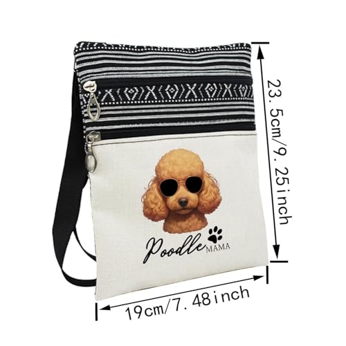 Poodle Mom Messenger Bag Small Ethnic Pattern Printed Adjustable Strap Crossbody Zipper Bag Phone Bag Wallet Cute Shoulder Handbag for Poodle Lovers Women2
