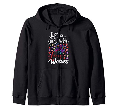 Just A Girl Who Loves Wolves Gift for Girls Funny Wolf Lover Sudadera con Capucha