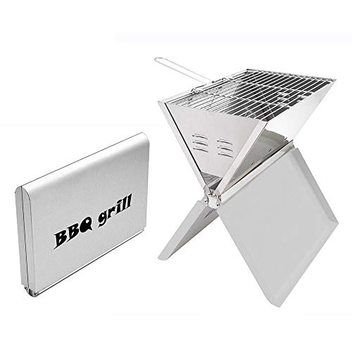 Edelstahl Holzkohlegrill, Klappgrill Outdoor BBQ Grills, Portable Campinggrill, Standgrill Camping BBQ Grill Outdoor Rauch für Garten Camping Picknick und Festivals (Silver) Edelstahl Holzkohlegrill, Klappgrill Outdoor BBQ Grills, Portable Campinggrill, Standgrill Camping BBQ Grill Outdoor Rauch für Garten Camping Picknick und Festivals (Silver)