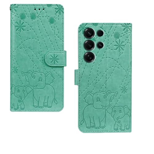 Image of amazon basics Samsung Galaxy S26 Ultra 5G Flip Cover | Card Pockets Wallet & Stand | Flip Cover for Samsung Galaxy S26 Ultra 5G (Green Elephant)