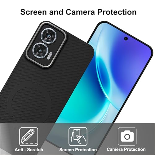 Image of SBMS Back Cover for Motorola Edge 50 Fusion /G85 /G96 5G Soft Matte Silicone Cover with Slim Fit | Mag-Safe Logo (Not Mag-Safe Compatible) | Shockproof | Camera Protection Bumper Case for G85 (Black)