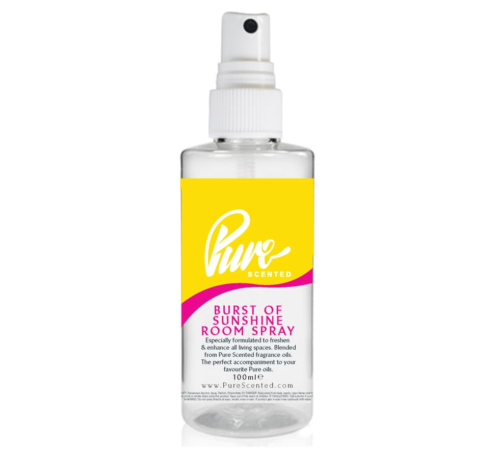 Pure Scented 100ml Room & Fabric Sprays Suitable For Home, Car, Caravan, Work, Gym Bags, Odour Eliminators (1 x 100ml, Burst Of Sunshine)
