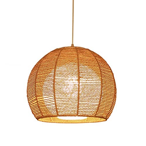 Lustre rustique de style campagnard luminaire suspension rotin beige pour îlot de cuisine