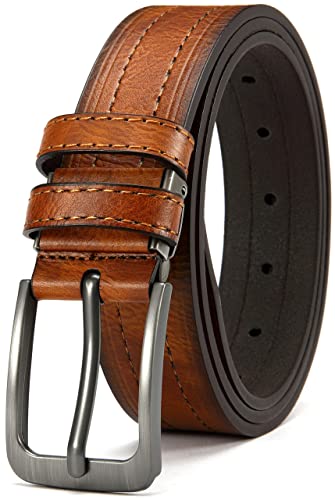 DOOPAI Men's Belt - Light brown belt, Leather Dress Belt, Classic Casual Belt for Jeans, Adjustable Belt on Both Sides, Suitable for Any Occasions