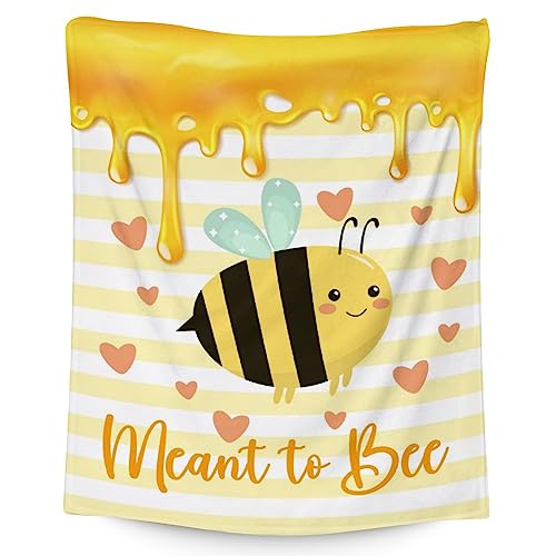 Bee Blanket Gifts, 60"x80" Cute Bee Print Throw for Women Girls, Soft Cozy Warm Flannel for Sofa Bed