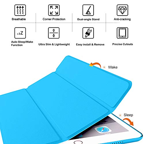 Image of DuraSafe Cases iPad Air 1 2013 9.7 Inch [ Air 1st Gen ] A1474 A1475 A1476 MD785HN /A MD788HN /A MD786HN /A MD789HN /A Trifold Hard Smart PC Back Cover - Blue