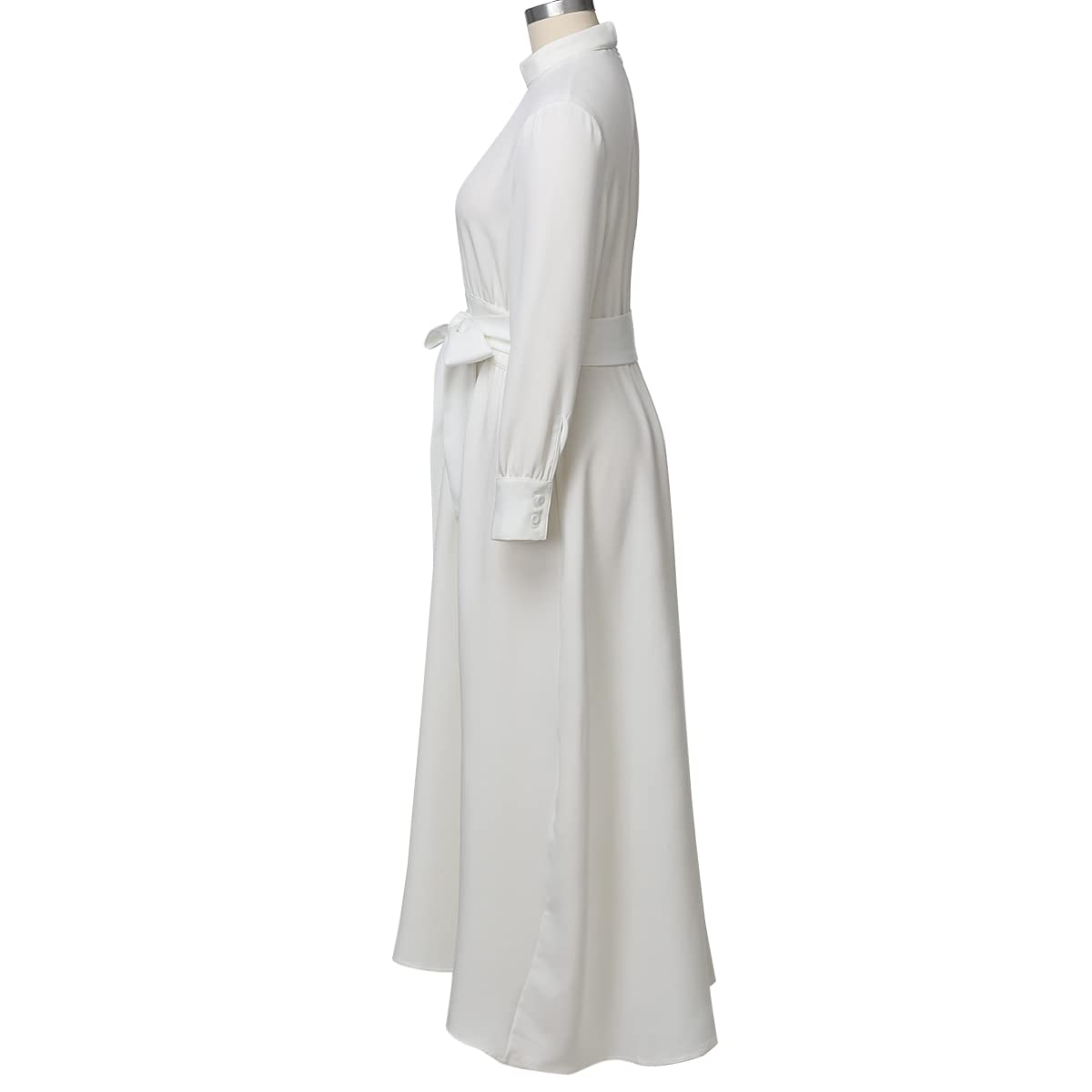 CAMDOM Abito da Clero Donna Linea A Elegante con Maniche Lunghe, Colletto e Cintura, Vestito Modesto per Chiesa