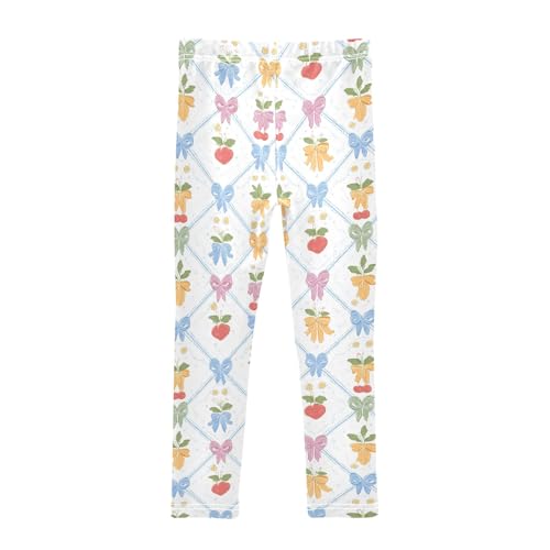 Girls' Athletic Leggings Ankle Length Yoga Dance Pants Kids Teen 4T Bow Knot Leaves2