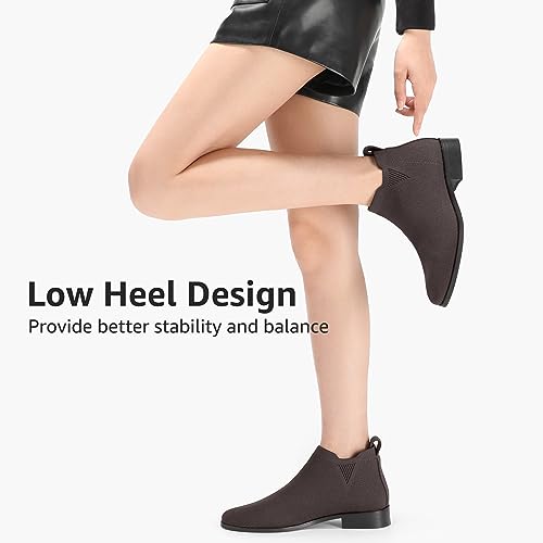 Bacia Sock Ankle Boots for Women Square Toe Slip on Short Chelsea Boots Low Heel Fall Booties3