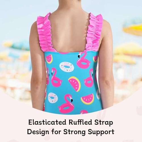 Image of XiaoMoSha Girls One Piece Swimsuit Ruffled Straps Bathing Suits Summer Swim Suit Quick Dry Beach Swimwear for Kids 3-10 Years