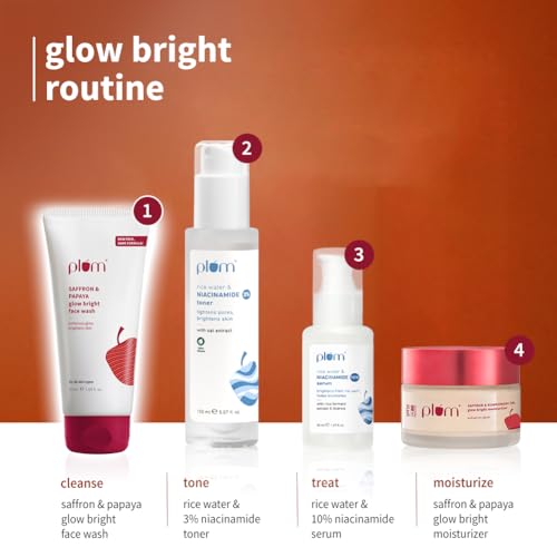 Image of Plum Saffron & Papaya Glow Bright Face Wash | Enhances Glow & Brightens Skin | With Vitamin B5 | Fights Dull Skin | Non-Drying, Gel-Based, Sulphate-Free Face Wash | For All Skin Types | 100% Vegan | 50ml