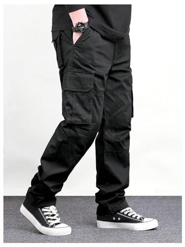 Verdusa Men's Drawstring Waist Straight Leg Cargo Pants with Pockets3