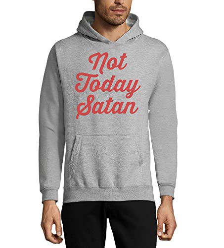 Sweat à Capuche Unisexe Coton Gris Sweatshirt Capuche Logo Rouge Not Today Satan