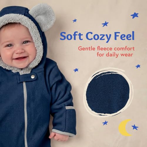 Image of baby deedee Bunting Fleece - Hooded Bear Ears Diaper Zip