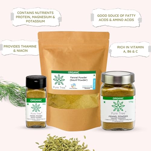 Image of Pure Tree Certified Organic Saunf Powder | 1.8 Kg / 1800 g | Fennel Seed Powder | Variyali, Sompu Powder | Gluten Free & Flavourful
