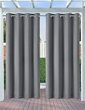 Clothink Outdoor Vorhang Ösen 132x215cm Grau Anti-Verblassen Winterschutz Windschutz Sonnenschutz Sichtschutz Wetterfest,Senkrechtmarkise Vertikalmarkise Terrasse Balkon Pergola
