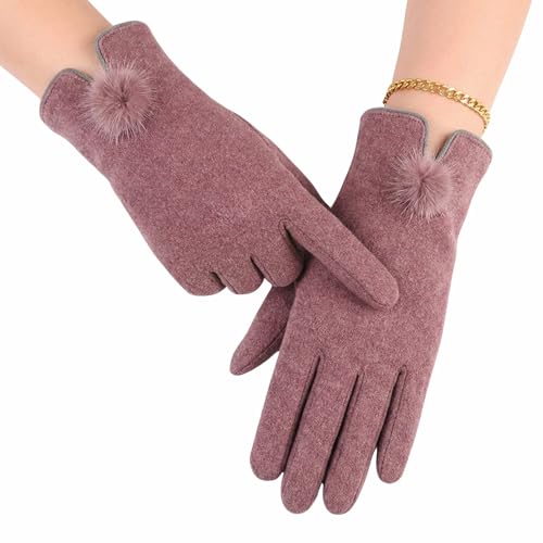 Image of Kraptick Women's Winter Woollen Gloves-Premium Thermal Fleece Lined Touchscreen Hand Warmer Gloves for Cold Weather, Cycling & Driving Soft Fur Cable Knit Elastic Mittens