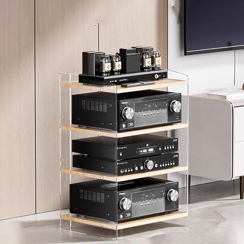 Gabinete de audio de acrílico ajustable de alta fidelidad, soporte de componentes estéreo, torre AV, organizador de almacenamiento para cine en casa, centro multimedia, sistema de entretenimiento