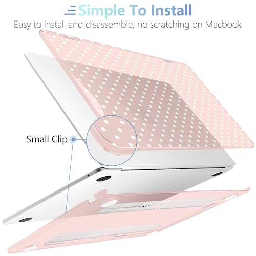 Image of MEEgoodo Case for M5 /M4 /M3 /M2 MacBook Air 13 inch 2026 2025 2024 2022, Fit Model A3449 /A3240 /A3113 /A2681, Case Compatible with MacBook Air 13.6-inch, Pink & White Polka Dots