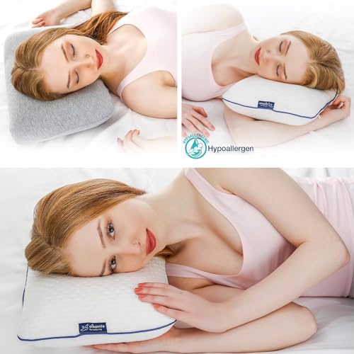 Travel-Camping-Comfortable-Memory-Foam-Pillow-with-Extra-Cotton-Cover--Easy-to-Carry-Portable-Bag-White