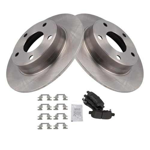 Image of TRQ Rear Brake Pad and Rotor Set Semi Metallic Compatible with 2020 Nissan Sentra