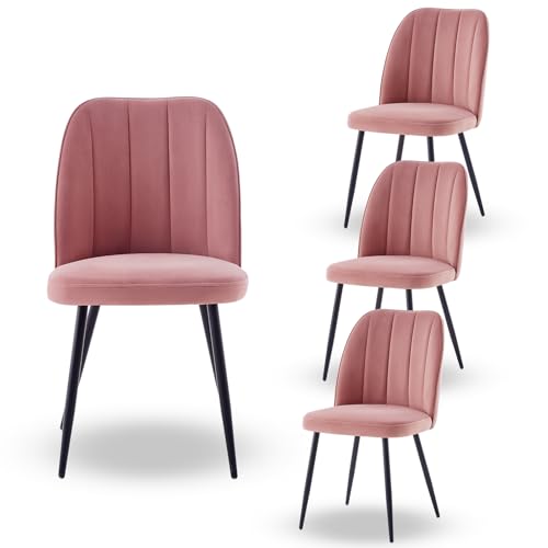 AINPECCA Set of 4 Velvet Dining Chair with Ergnomic Backrest Stur...