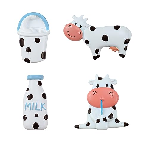 Imanes decorativos de vaca y botella de leche 3D set de 4 miniatura 1