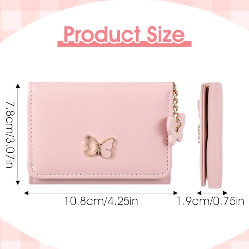 Cute Bow Wallet Woman Kawaii Coquette Wallet for Girls Small Womens Wallet Card Holder for Women Pink PU Leather with Golden Bow, Gift for Fashionable Ladies4