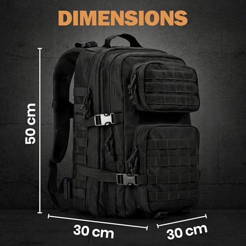 شنطة ظهر تكتيكية عسكرية سعة 40 لتر للرجال من تازيت، شنطة ظهر متينة بنمط عسكري مع مساحات تخزين متعددة، شنطة ظهر مقاومة للماء بسعة كبيرة للمشي لمسافات طويلة والتخييم والعمل والاماكن الخارجية