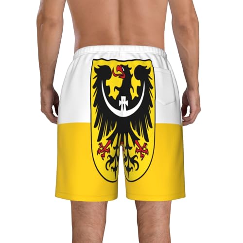 Silesian Flag Men's Beach Pants-Quick-Dry & Comfortable Mens Beach Shorts for Men, Perfect for Surfing and Everyday Wear White3
