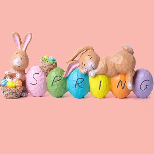 soulnioi Bunny and Egg Figurine Centerpiece Decoration Easter Tabletop Decoration for Easter Spring Decoration SPRING A - Image 4