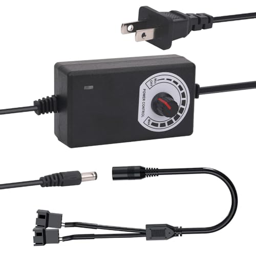 Contrôleur de vitesse ventilateur PC 12V avec alimentation réglable 24W et câble répartiteur