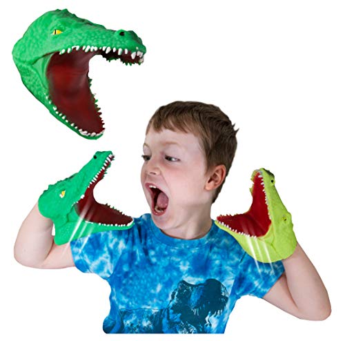Snap Attack - Coccodrillo Deluxebase. Burattini a mano per bambini. Burattini a mano in coccodrillo, giocattoli elastici, fantastici per ADHD e autismo. Giocattoli di coccodrillo per ragazzi e